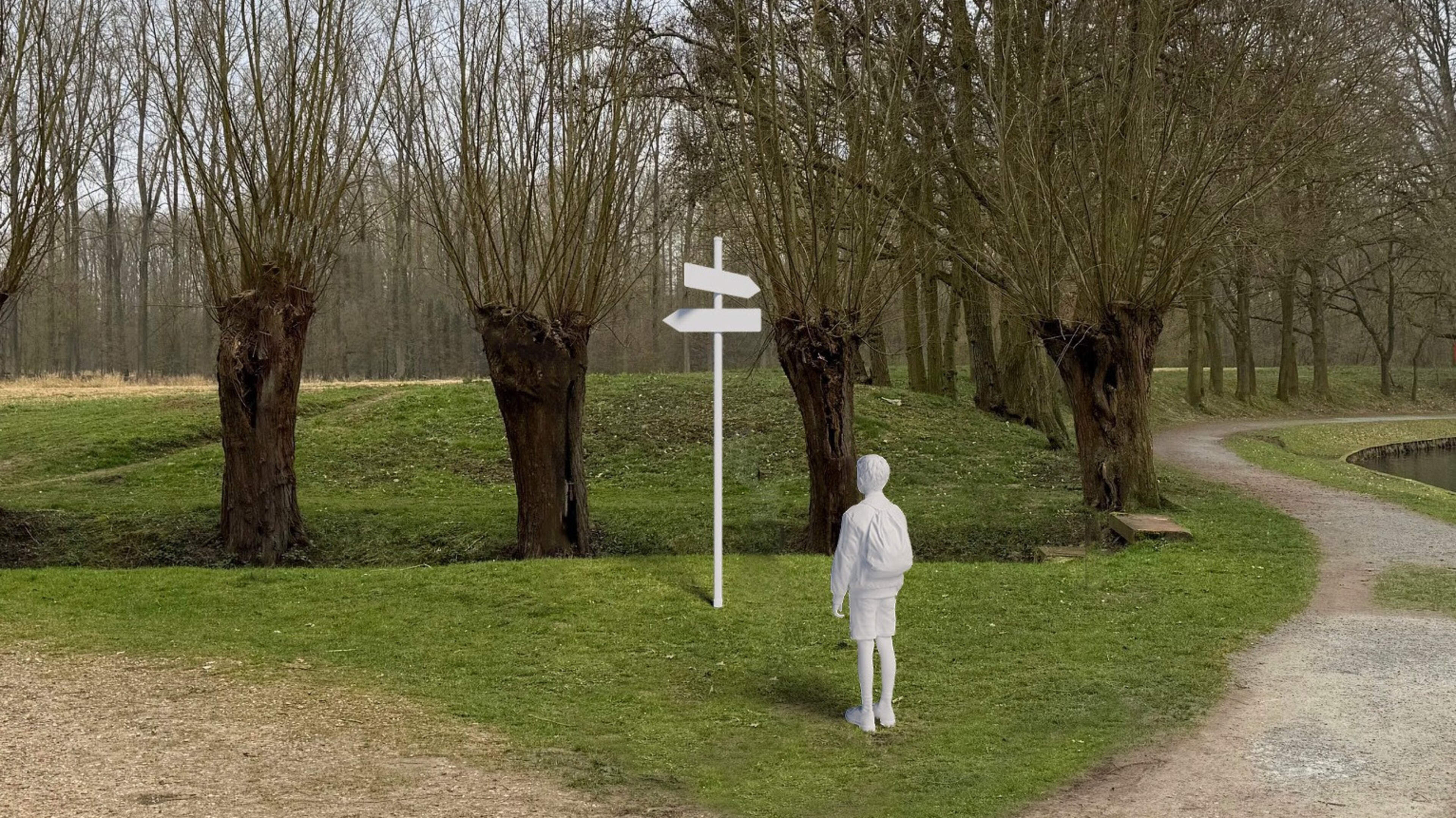 Sculptuur van twijfelende jongen verschijnt binnenkort aan fort van Liezele: “Kunstwerk prikkelt de 