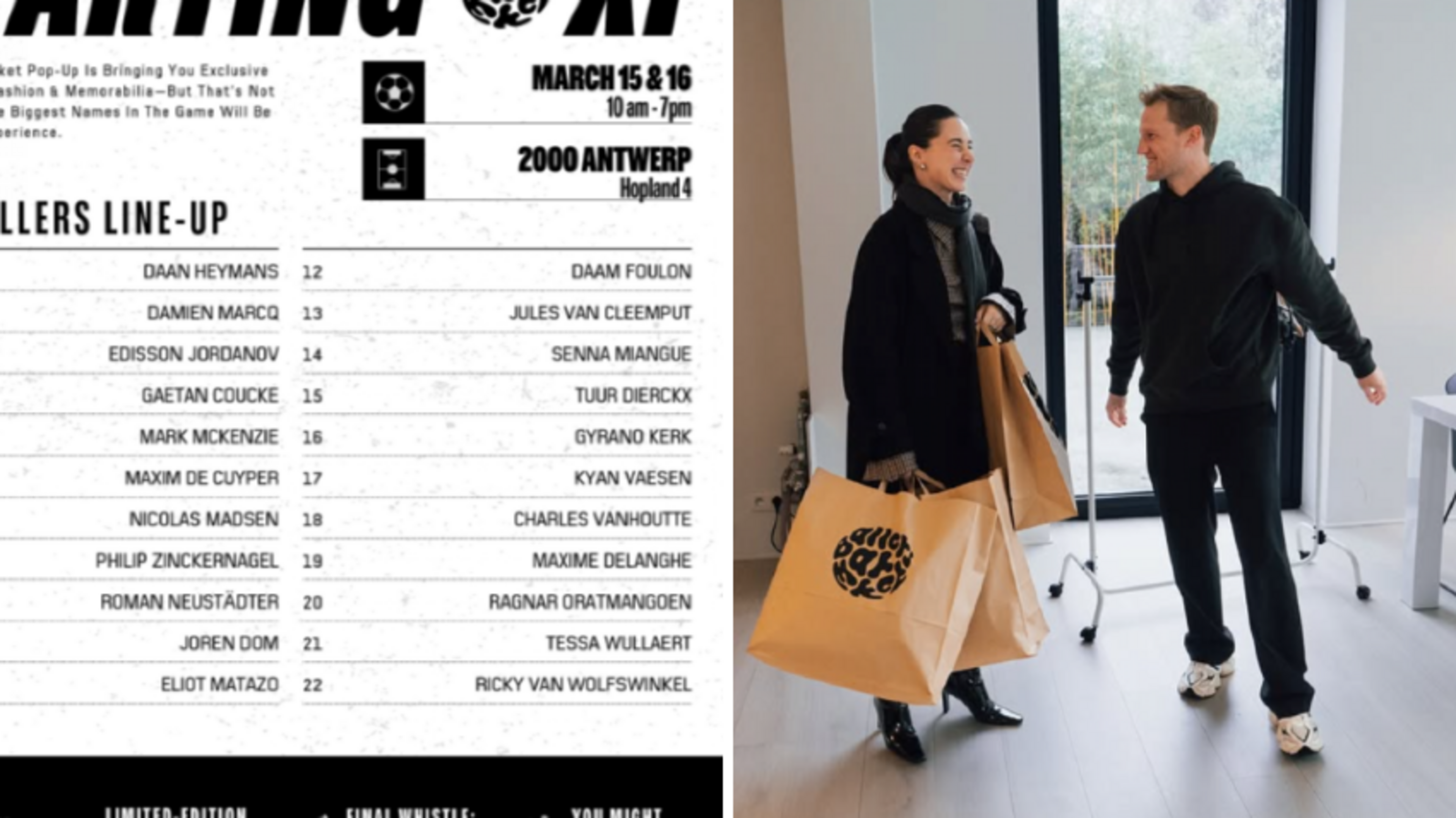 “Wie komt er in jouw garderobe?”: profvoetballers verkopen dit weekend in Antwerpen hun kledij in po