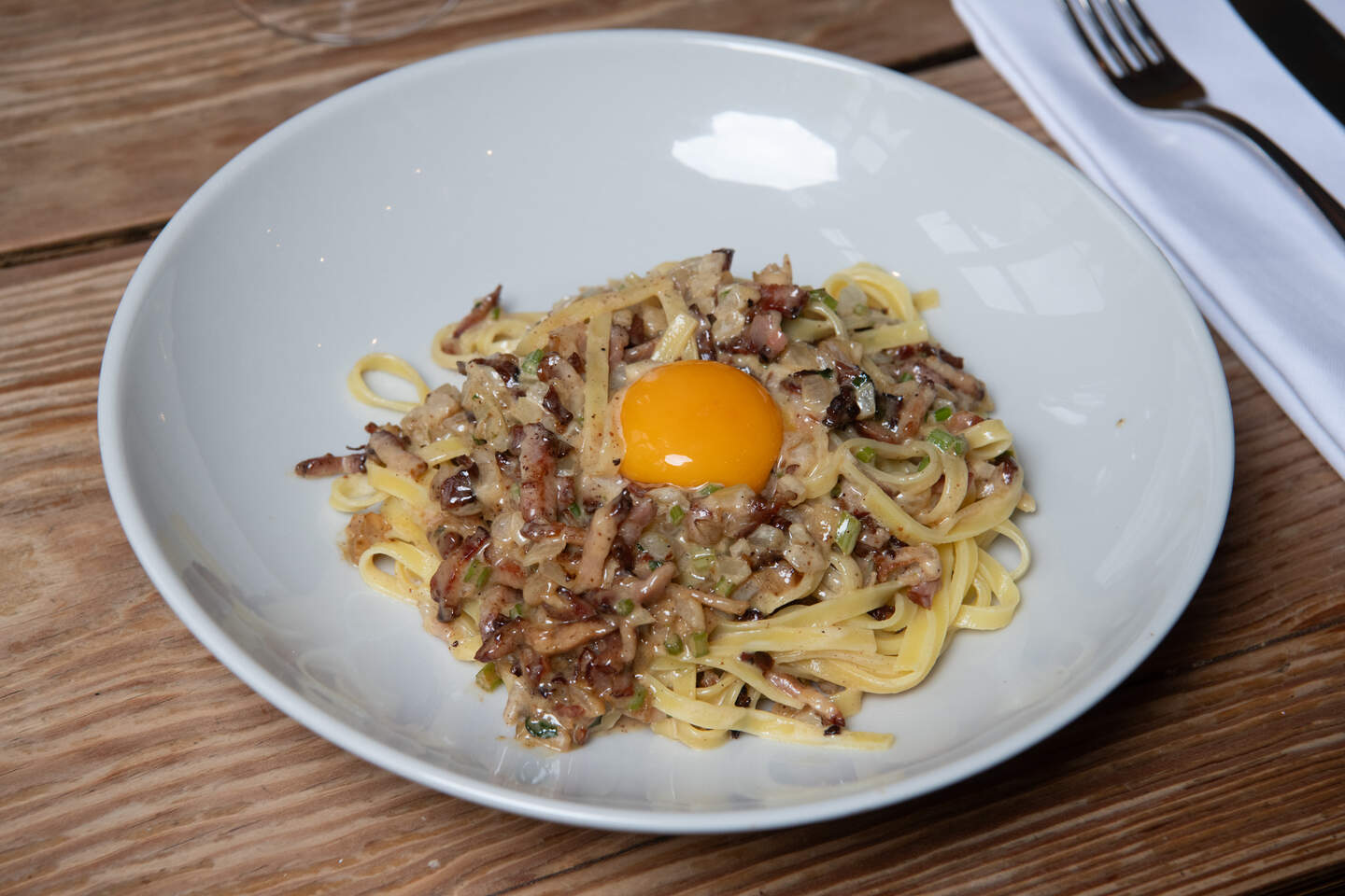 Pasta carbonara.