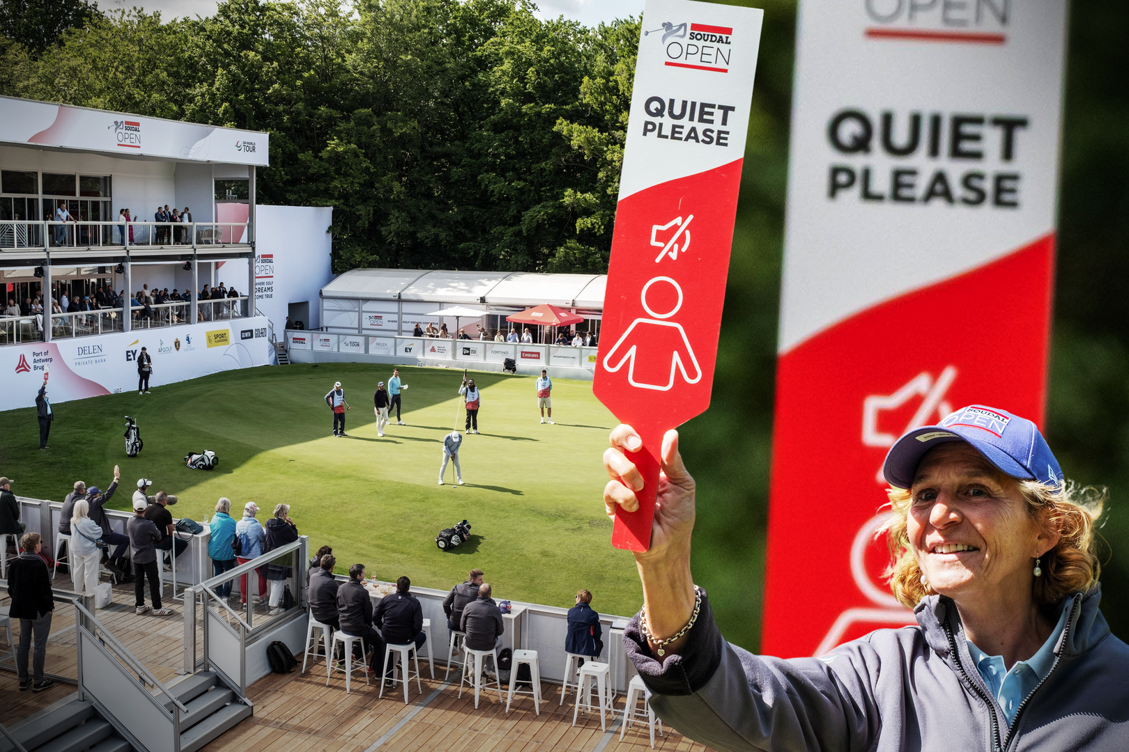 De green van hole 18, waar straks ook het eindspel van de Soudal Open zich afspeelt.