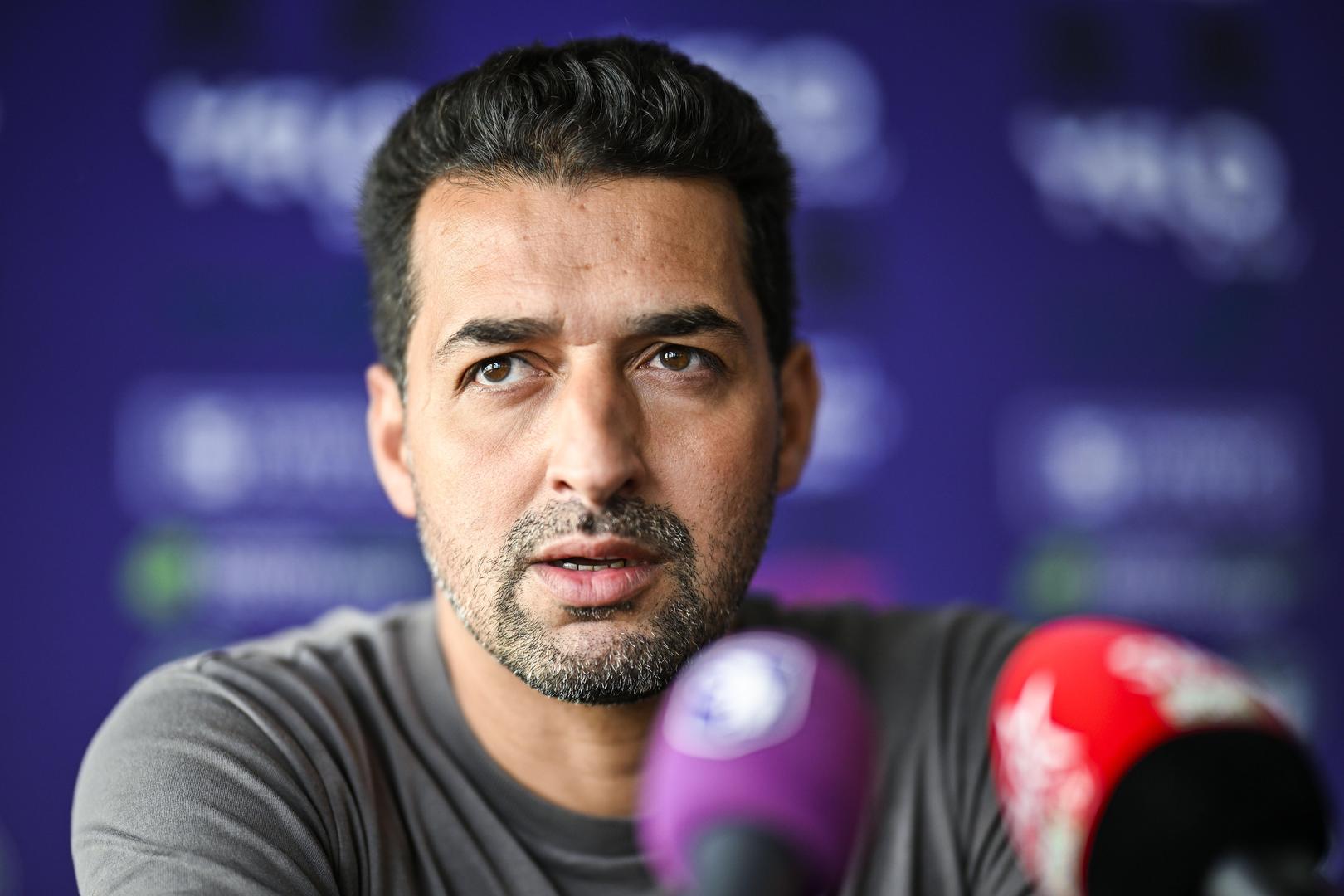 Beerschot's head coach Mohamed Messoudi talks to the press at a press conference of Belgian soccer team Beerschot, Thursday 26 June 2025 in Antwerp, in preparation of the upcoming 2025-2026 Belgian first division soccer season. BELGA PHOTO TOM GOYVAERTS