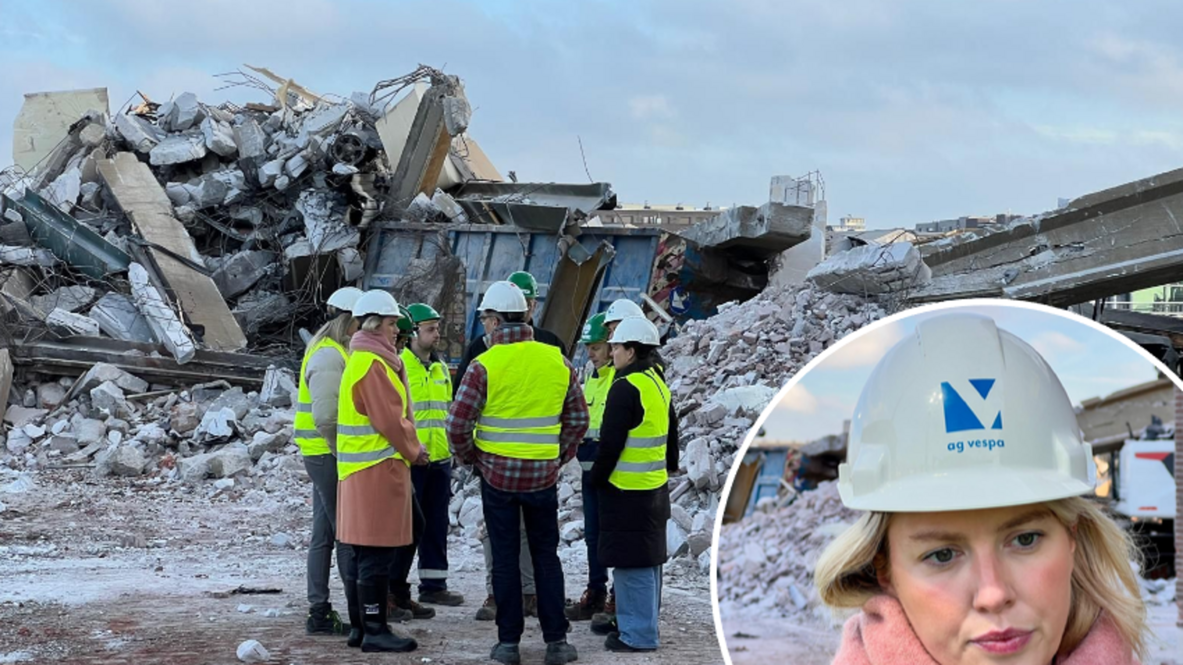 Burgemeester Els van Doesburg bezoekt site van ingestorte loods op Eilandje