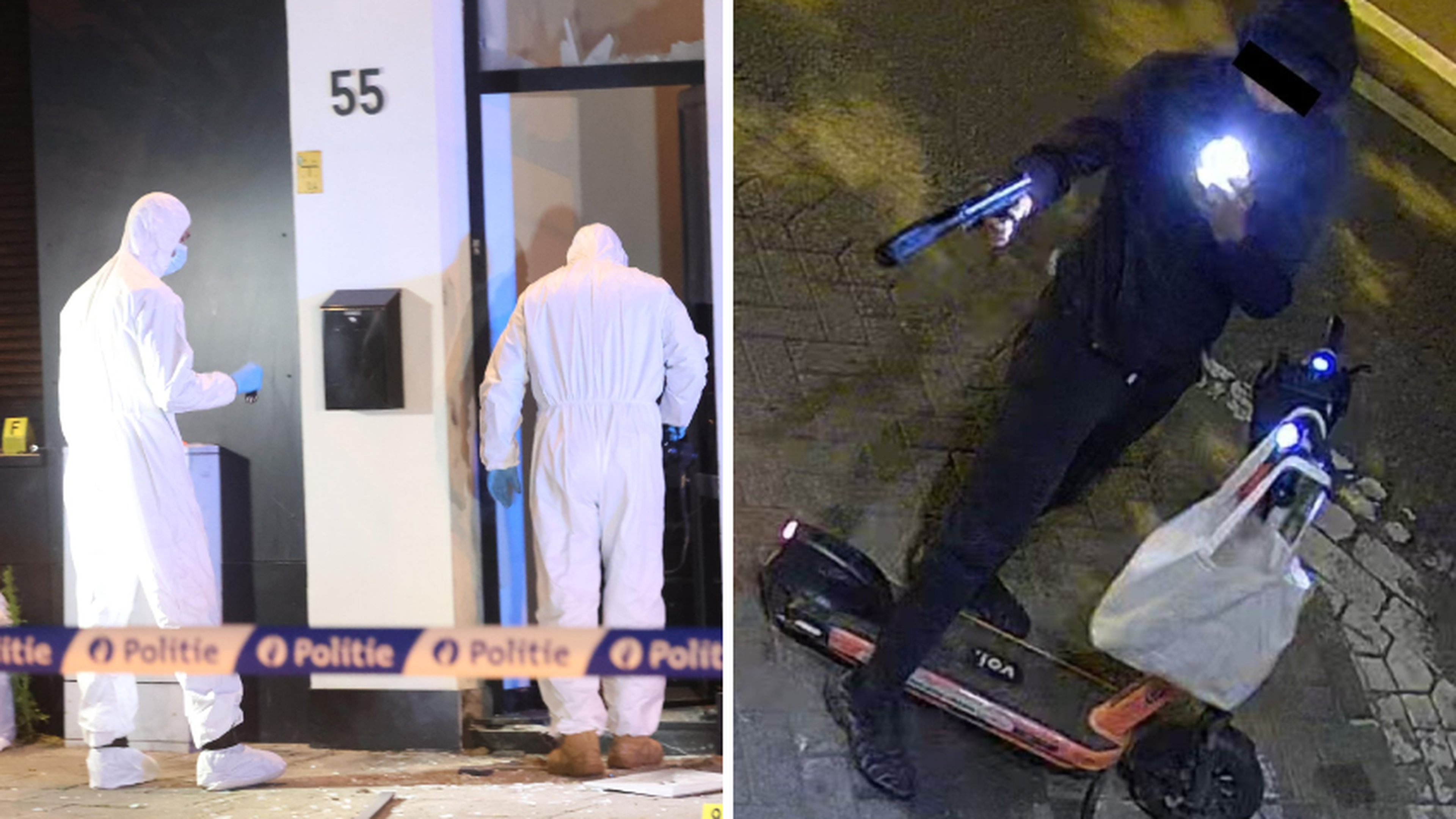 VIDEO. Beelden tonen hoe aanslagpleger met pistool op voordeur schiet en explosief laat ontploffen i