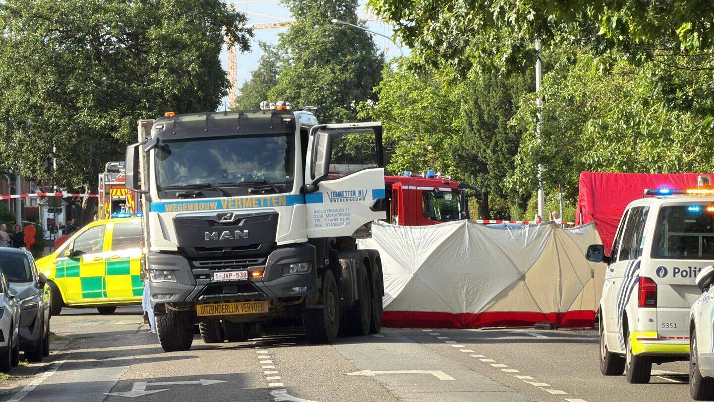 Ongeval met de vrachtwagen in Mortsel.