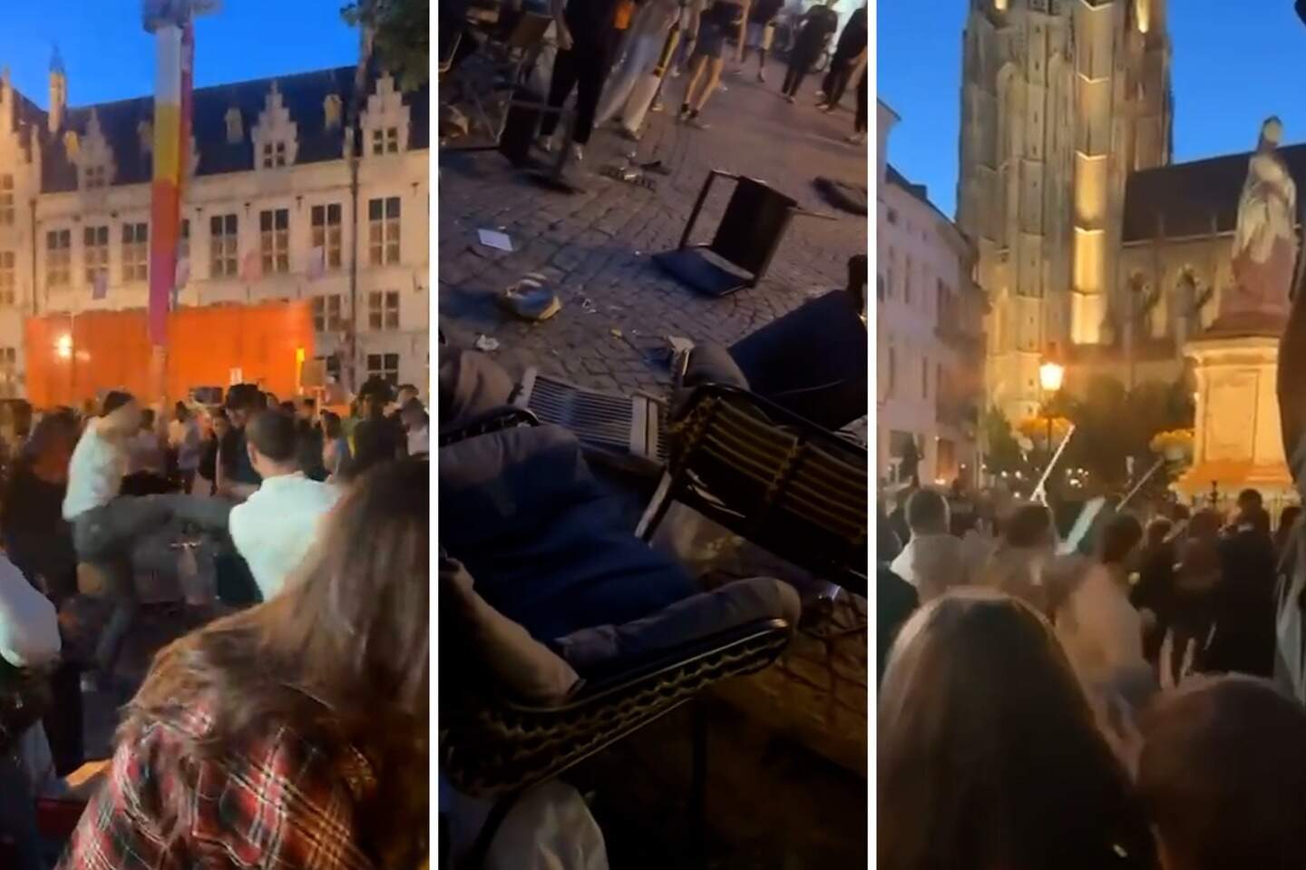 Aan de Schoemarkt, vlak bij de Grote Markt, raakten verschillende personen slaags met elkaar.